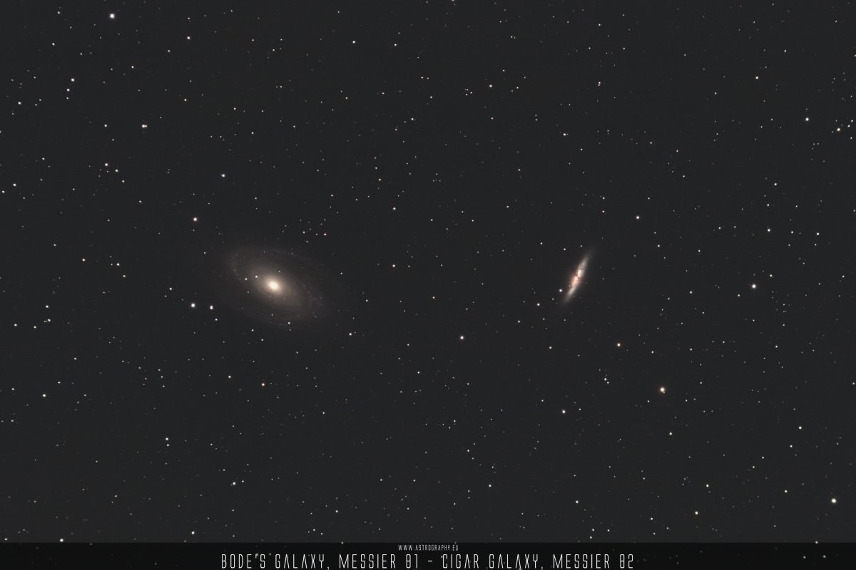 Astrophoto M81 Bode's Galaxy - M82 Cigar Galaxy - Clear Sky 13.