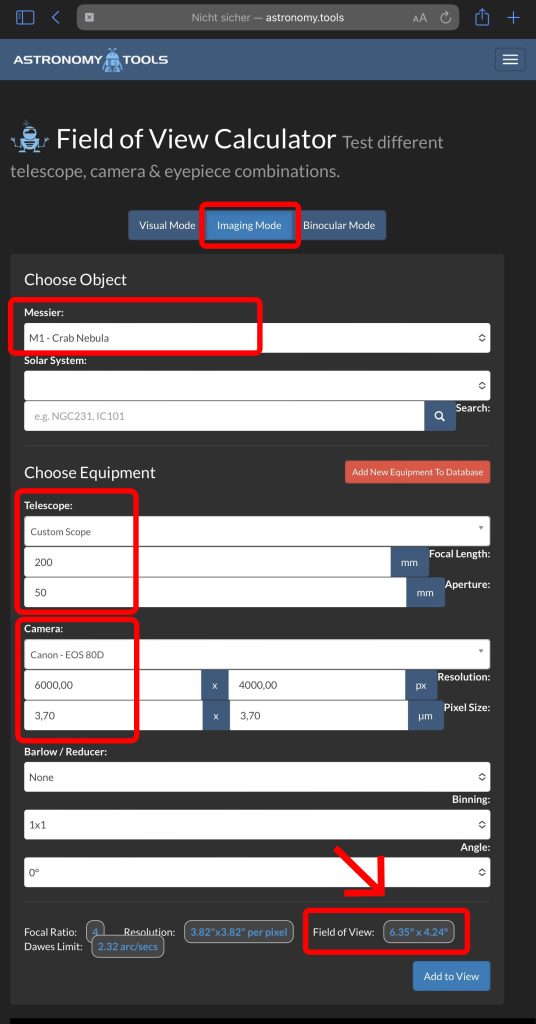 astronomy.tools FoV