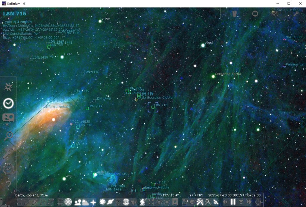 Stellarium hips nsns dr0.2 oiii h alpha and sii