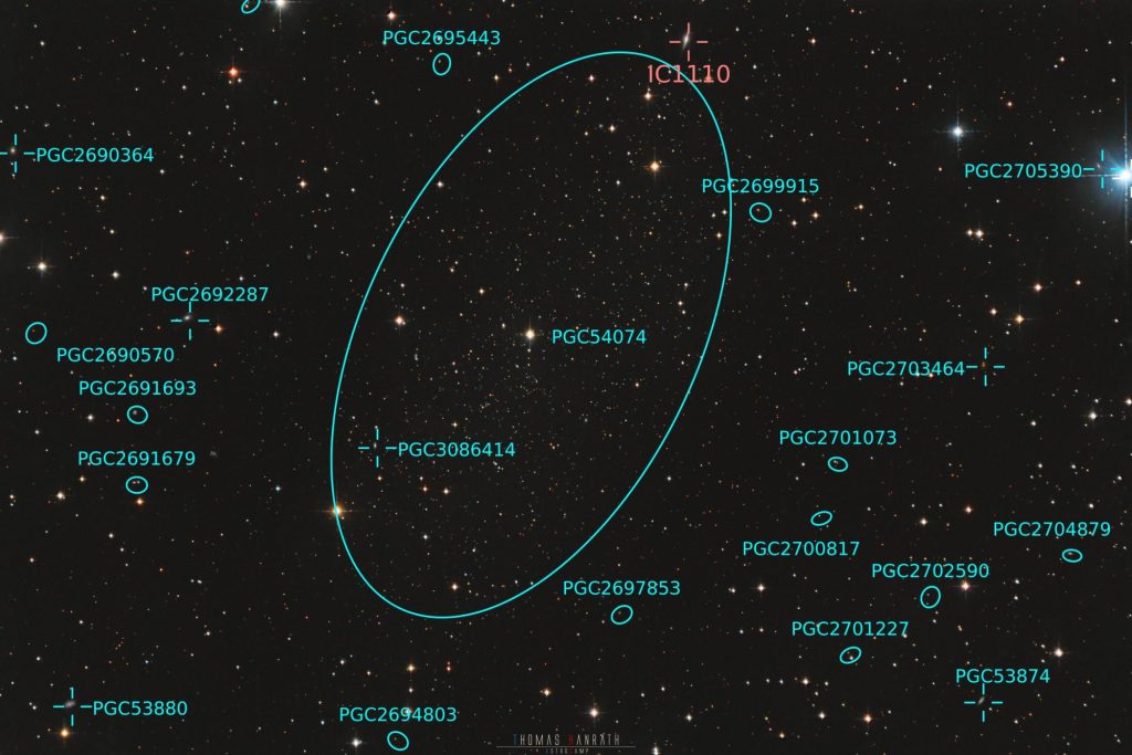 Ursa Minor Dwarf Galaxy (UGC 9749), Galaxy, Astrophotography, annotated